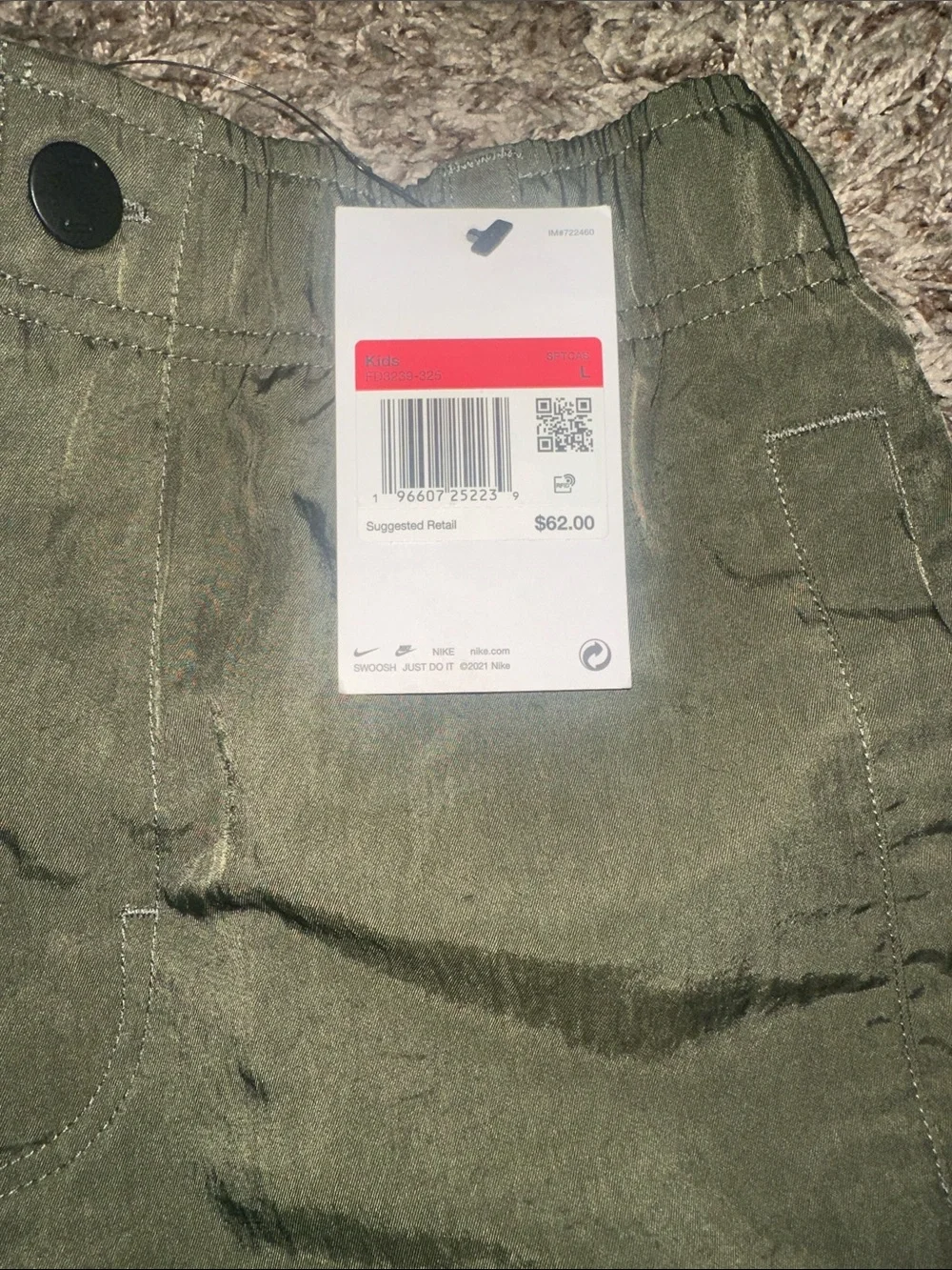 Nike kids Dark Olive Cargo Pants with Swoosh